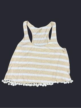 Lilly Pulitzer Shirley Striped Pom Hem Tank Top Sand Size M